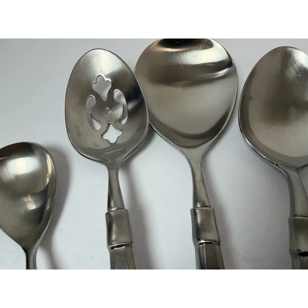 Oneida Heirloom Cube ACT II 2 Satin Stainless 7 Piece Hostess‎ Serving Set